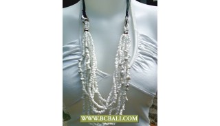 Unik Style Necklaces Beads White Layered